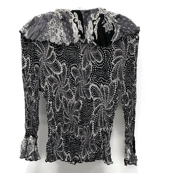 Alberto Makali Black & White Floral Ruffled Blouse - Picture 2 of 2